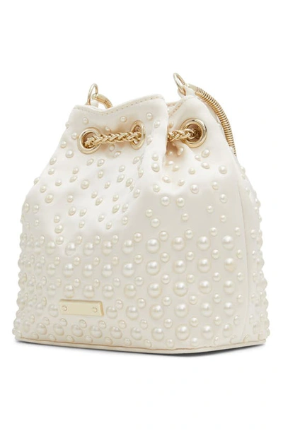 Shop Aldo Pearlily Imitation Pearl Bucket Bag In White Overflow