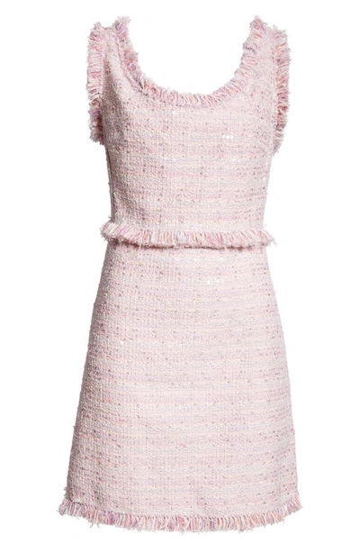 Shop Giambattista Valli Sleeveless Tweed Sheath Dress In Pink/ Multi