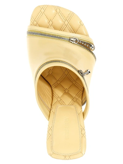 Shop Burberry 'peep' Sandals In Yellow