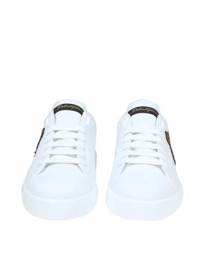 Shop Dolce & Gabbana Sneakers From The Portofino Line In White / Gold