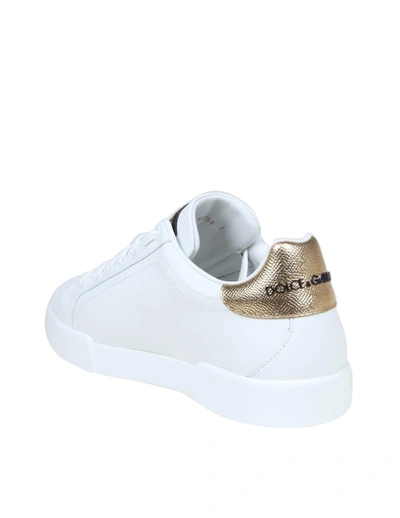 Shop Dolce & Gabbana Sneakers From The Portofino Line In White / Gold