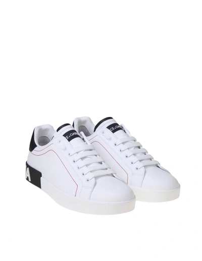 Shop Dolce & Gabbana Sneakers From The Portofino Line In Nappa Calfskin In White/black