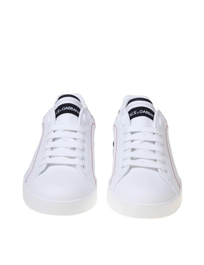 Shop Dolce & Gabbana Sneakers From The Portofino Line In Nappa Calfskin In White/black