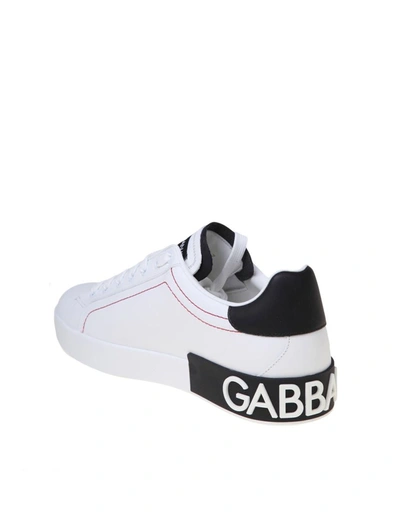 Shop Dolce & Gabbana Sneakers From The Portofino Line In Nappa Calfskin In White/black