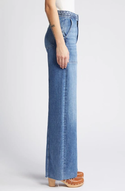 Shop Frame Braided Waistband Wide Leg Jeans In Daphne Blue Clean