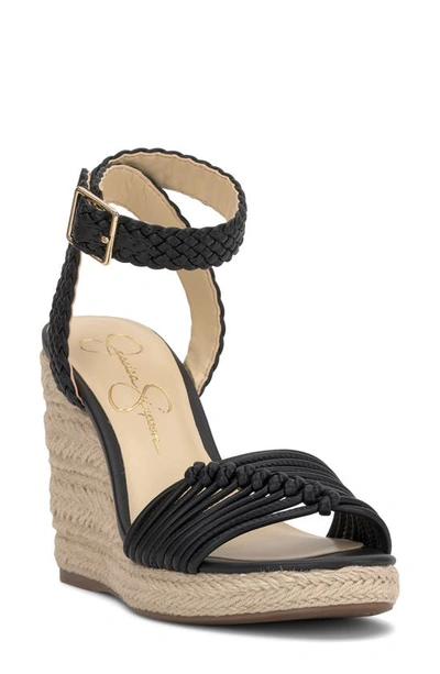 Shop Jessica Simpson Talise Ankle Strap Espadrille Platform Wedge Sandal In Black