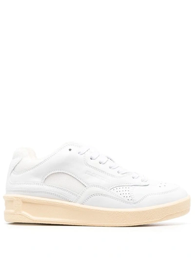 Shop Jil Sander Basket Low-top Leather Sneakers In White