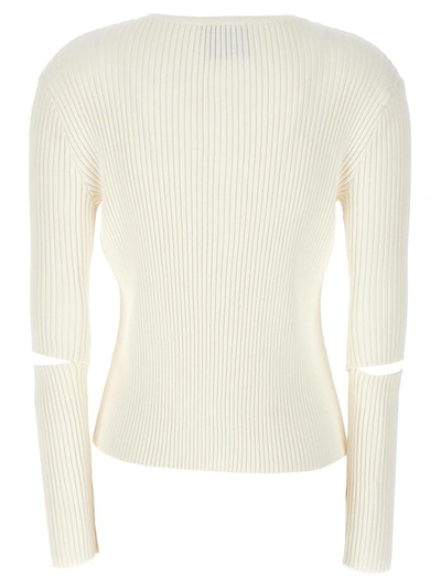 Shop Nude Cutout Detail Ribbed Cardigan In White