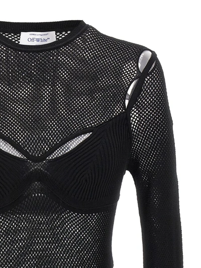 Off-white Arrow Fishnet Top In Black
