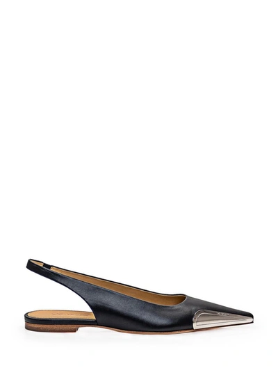 Shop Off-white Leather Slingback In Black