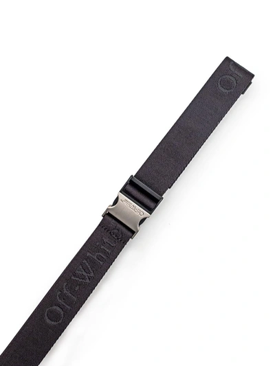 Shop Off-white Long Tape Belt In Black