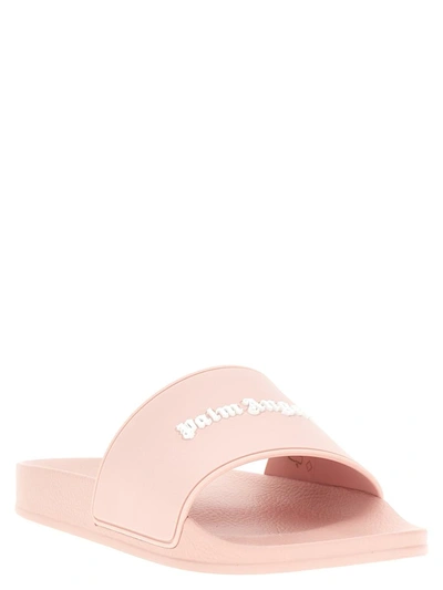 Shop Palm Angels 'essential Logo' Slides In Pink