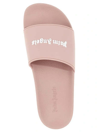 Shop Palm Angels 'essential Logo' Slides In Pink