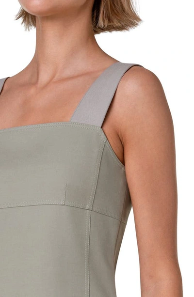 Akris Punto Square Neck Cotton Twill Midi Dress In Sage