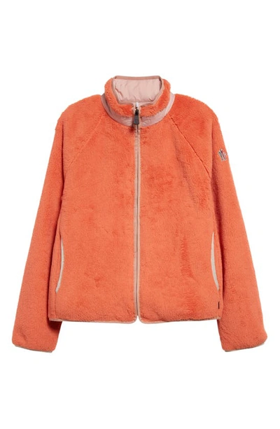 Shop Moncler Fleece & Nylon Reversible Down Jacket In Orange