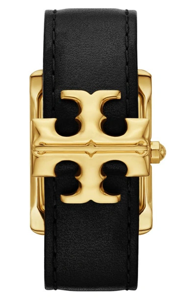 Shop Tory Burch The Eleanor Leather Strap Watch, 25mm X 34mm In Black
