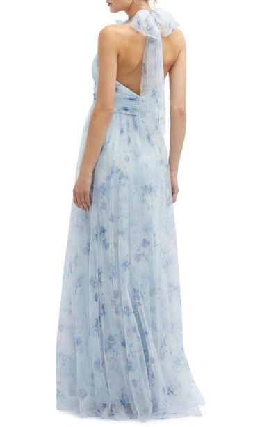 Shop Dessy Collection Floral Print Tulle Gown In Mist Garden