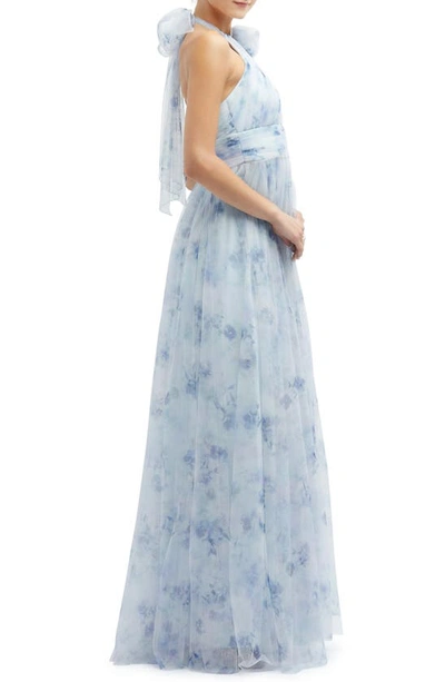 Shop Dessy Collection Floral Print Tulle Gown In Mist Garden