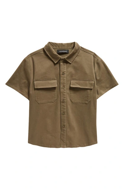 Shop Treasure & Bond Kids' Short Sleeve Cotton Button-up Utility Shirt In Olive Sarma