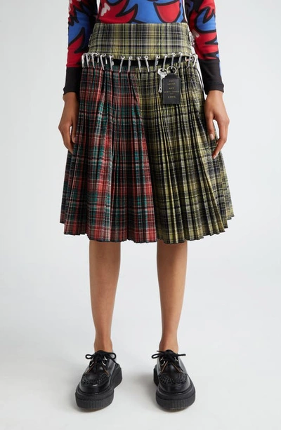 Shop Chopova Lowena Green Wood Tartan Skirt In Multi Tartan