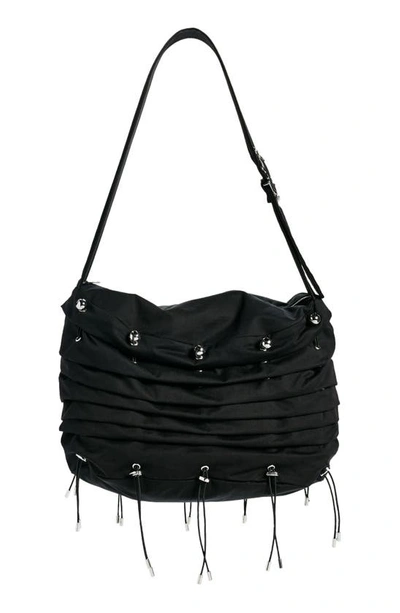 Shop Chopova Lowena Scrunch Cotton Twill Shoulder Bag In Black