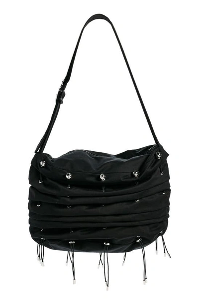 Shop Chopova Lowena Scrunch Cotton Twill Shoulder Bag In Black