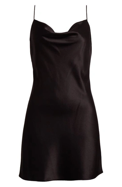 Alice And Olivia Harmony Satin-crepe Mini Dress In Black