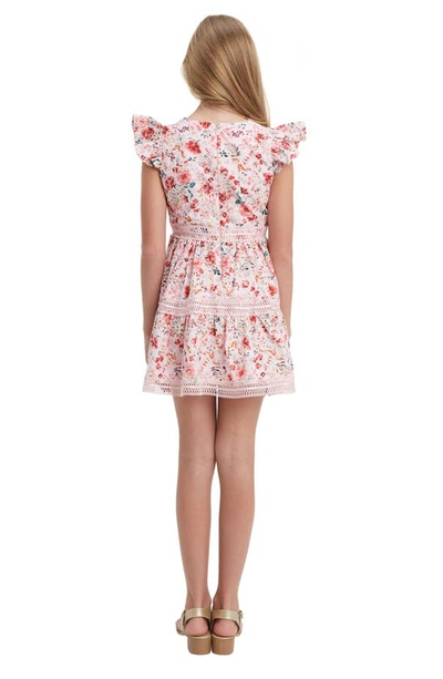 Shop Bardot Junior Kids' Zietta Floral Flutter Sleeve Minidress In Blush Floral
