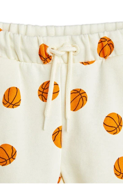Shop Mini Rodini Kids' Basketball Print Organic Cotton Sweat Shorts In Off White