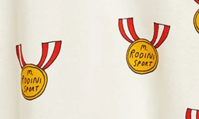 Shop Mini Rodini Kids' Medals Print Organic Cotton Zip Hoodie In Grey