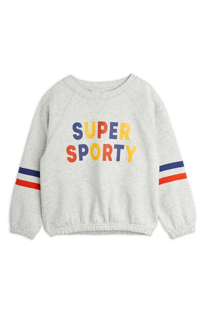 Shop Mini Rodini Kids' Super Sporty Organic Cotton Crewneck Sweatshirt In Grey