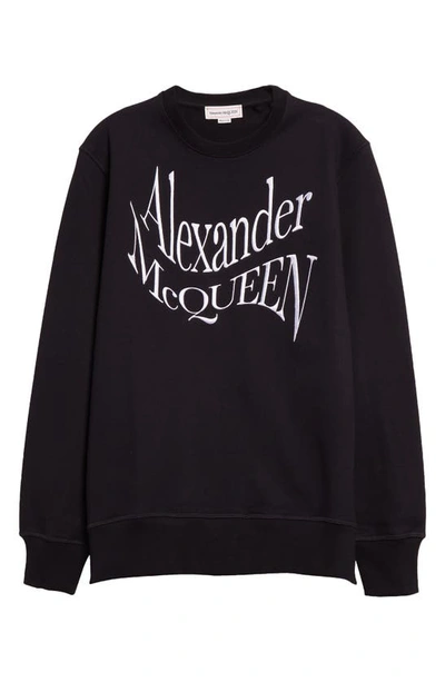 Shop Alexander Mcqueen Warped Logo Graphic Sweatshirt In Black