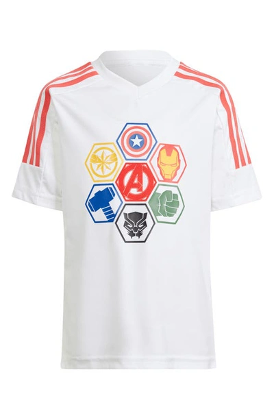 Shop Adidas Originals Kids' Marvel Avengers Graphic T-shirt In White/ Bright Red