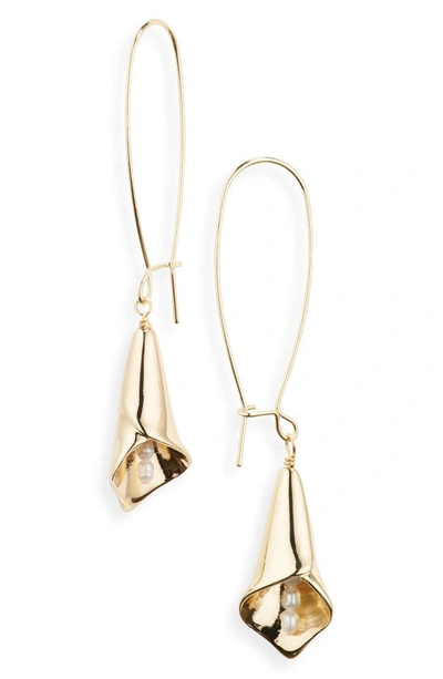 Shop Nordstrom Freshwater Pearl Calla Lily Drop Earrings In White- Gold