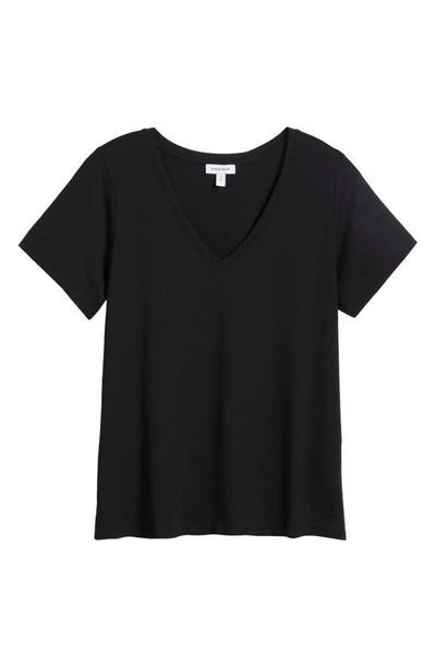 Shop Nordstrom Everyday V-neck Pima Cotton Blend T-shirt In Black