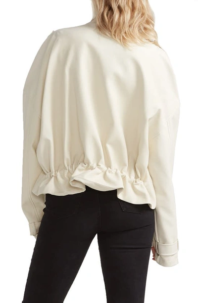 Shop Belle & Bloom Reload Draped Faux Leather Jacket In Cream