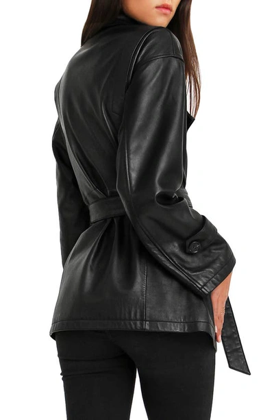 Shop Belle & Bloom Bff Belted Leather Jacket In Black