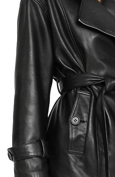 Shop Belle & Bloom Bff Belted Leather Jacket In Black