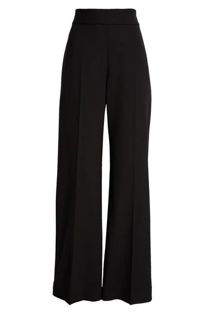 Shop Carolina Herrera High Waist Stretch Wool Wide Leg Pants In Black