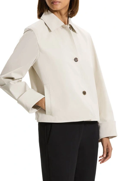 Shop Theory Boxy Cuff Sleeve Cotton Blend Jacket In Sand