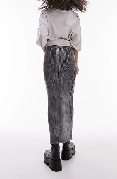 Shop Topshop Acid Wash Rib Jersey Skirt In Grey