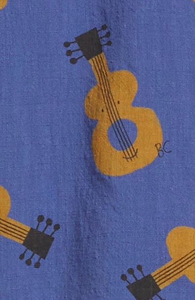 Shop Bobo Choses Kids' Guitar Print Short Sleeve Cotton Button-up Shirt In Navy Blue