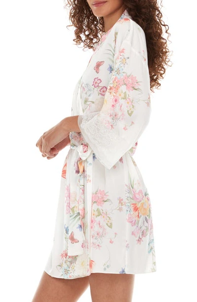Shop Flora Nikrooz Andrea Floral Lace Trim Robe In Ivory
