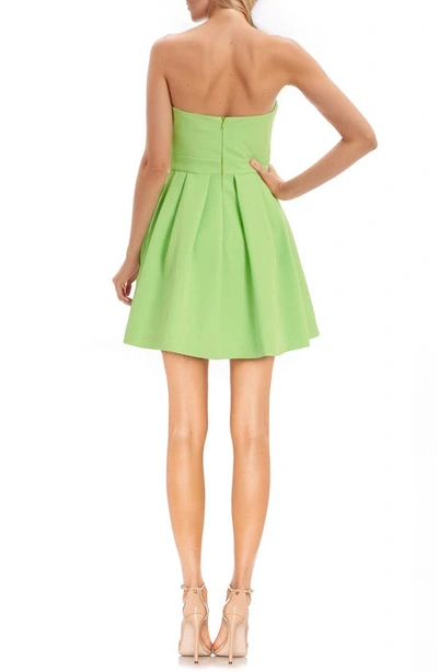 Shop Jewel Badgley Mischka Bow Detail Strapless Fit & Flare Minidress In Lime Green