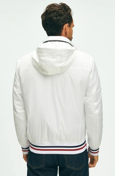 Shop Brooks Brothers Water Repellent Windbreaker Jacket With Hood In White