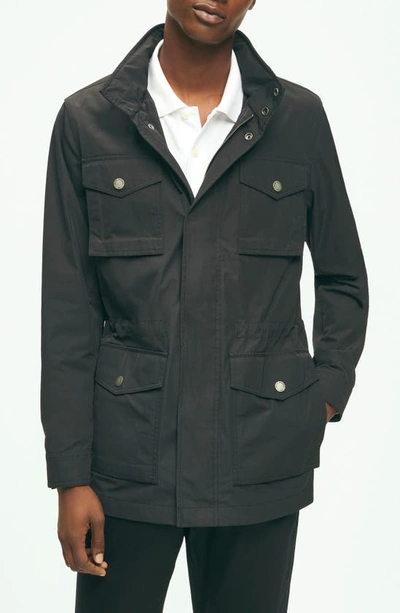 Shop Brooks Brothers Water Repellent Field Jacket With Hood In Caviar
