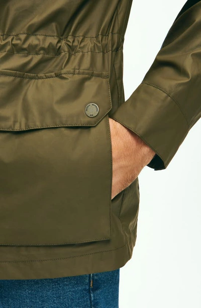 Shop Brooks Brothers Out Bonded Hooded Jacket In Olive/ Blue Stripe