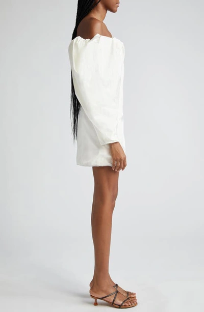 Shop Jacquemus La Robe Taffetas Draped Minidress In Off-white