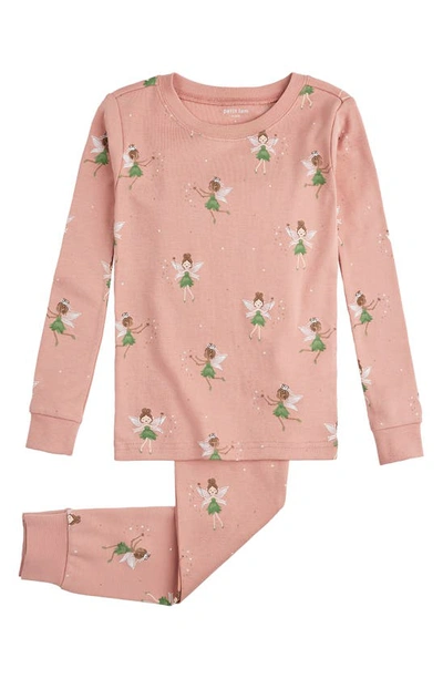 Shop Petit Lem Kids' Fantasy Print Organic Cotton Fitted Two-piece Pajamas In Pink