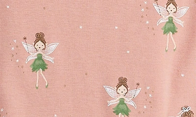 Shop Petit Lem Kids' Fantasy Print Organic Cotton Fitted Two-piece Pajamas In Pink